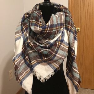 Rue 21 Plaid Raw Hem Blanket Scarf